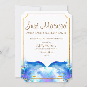 Cartão de Anúncios de Casamento de Golfinhos Azu