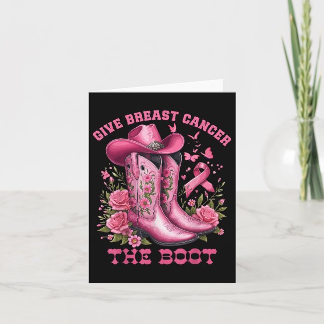 Cartão Dê Ao Cancer Da Mama O Cancer Da Garota De Boot Aw (Frente)