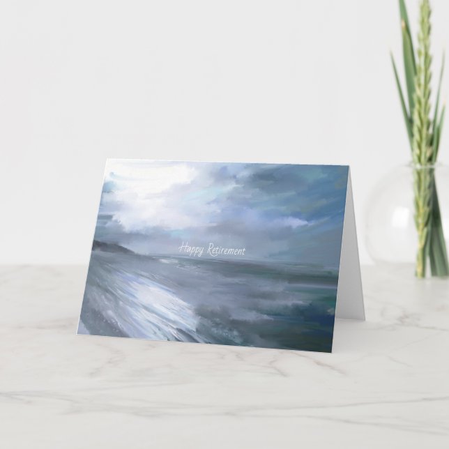 Cartão de aposentação ambulante em praia (Frente)