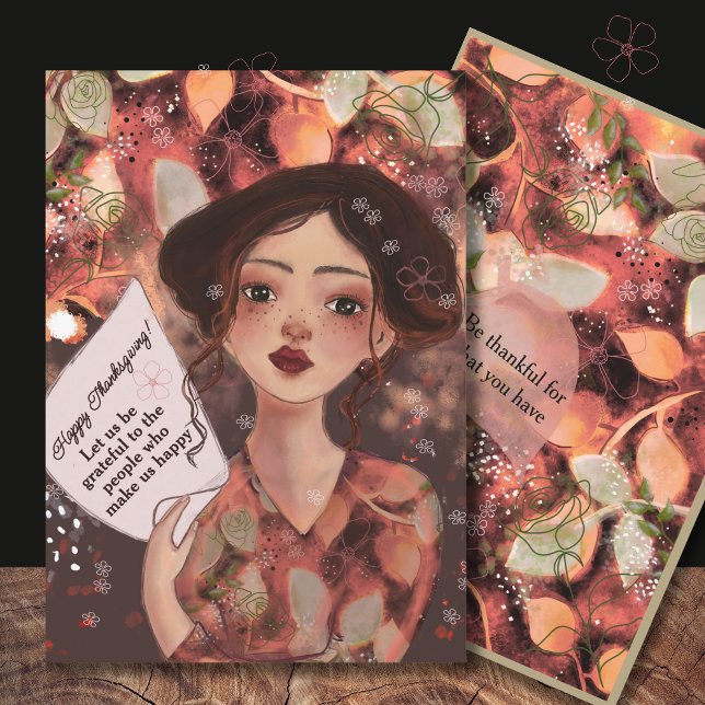 Cartão de Apreciação de Ação de Graças de Aquarela (Unique Watercolor Thanksgiving Appreciation Card)