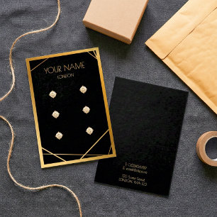 Cartão de apresentação geométrica de borda dourada