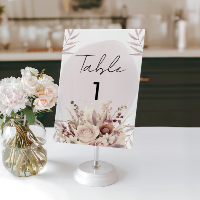 Cartão de Aquarela Boho Floral Rosa Pó Dusty Rose (Criador carregado)