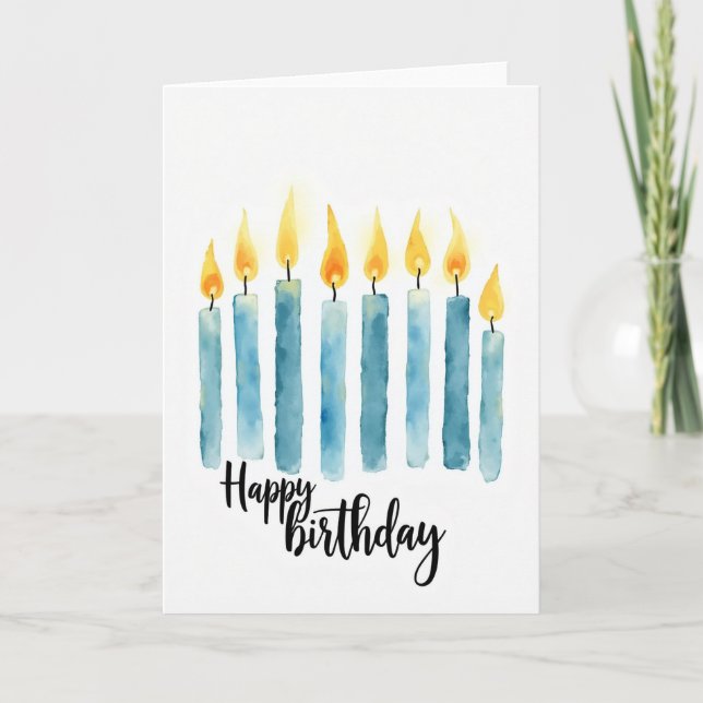 Cartão de Aquarela com Desejos de Aniversário (Frente)