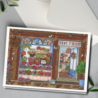 Cartão de Aquarela da Loja de Flores do Dia das Mã