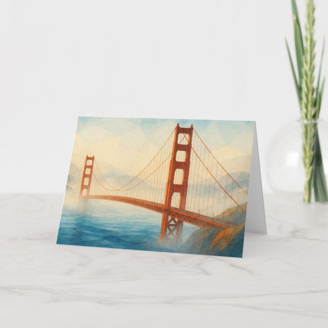 Cartão de Aquarela da Ponte Golden Gate (Frente)