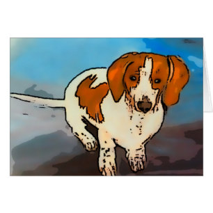 Cartão de aquarela de cachorro salsicha Dachshund
