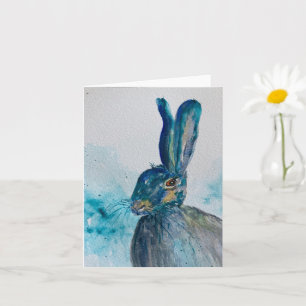 Cartão de aquarela de lebre coelho