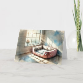 Cartão de Aquarela de Leito Vazio de Simpatia Pet