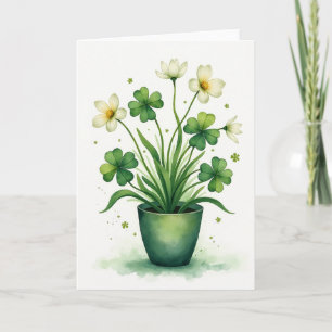 Cartão de Aquarela de Planta de Trevo