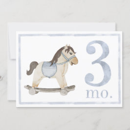 Cartão de Aquarela do Bebê Menino - Marco Três Mes