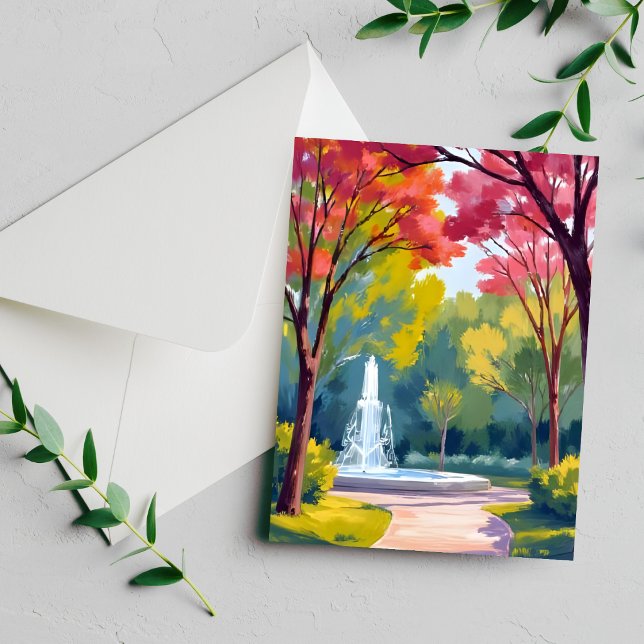 Cartão de Aquarela do Parque de Outono com Folhage (Criador carregado)