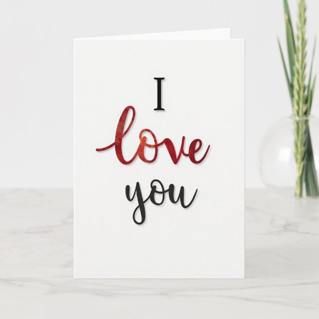 Cartão de Aquarela 'Eu Te Amo' (Frente)