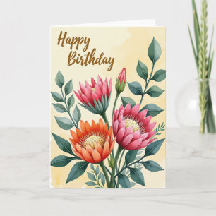 Cartão de Aquarela Floral Alegre