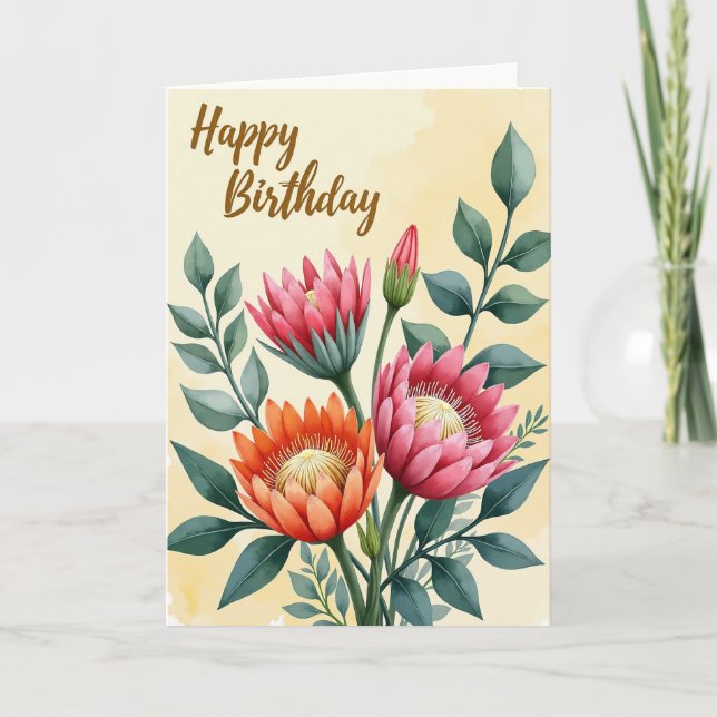 Cartão de Aquarela Floral Alegre (Frente)