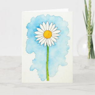 Cartão de Aquarela Floral Azul Céu