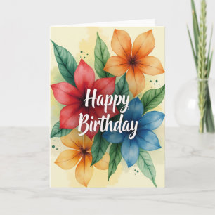 Cartão de Aquarela Floral Brilhante