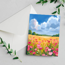 Cartão de Aquarela Floral de Campo de Flor Silvest