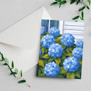 Cartão de aquarela floral de jardim de hortênsia a