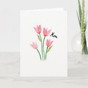 Cartão de Aquarela Floral Rosa para Mãe