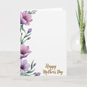 Cartão de Aquarela Floral Roxa
