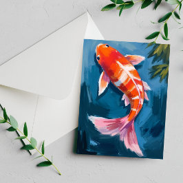 Cartão de aquarela linda de peixe Koi