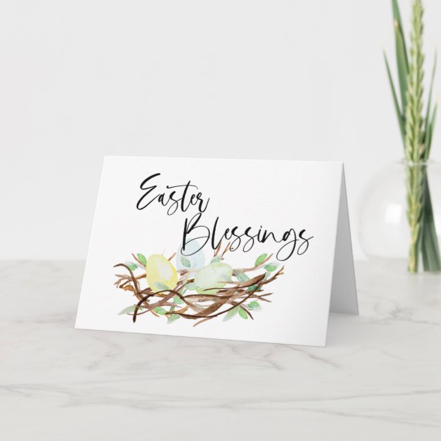 Cartão de Aquarela Religiosa Bênçãos da Páscoa (Frente)