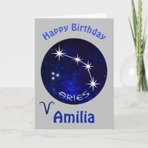 Cartão de Aries Horoscope, Cartão de Aniversário