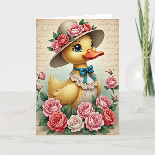 Cartão de Arte Adorável Amigo Emplumado (Frente)