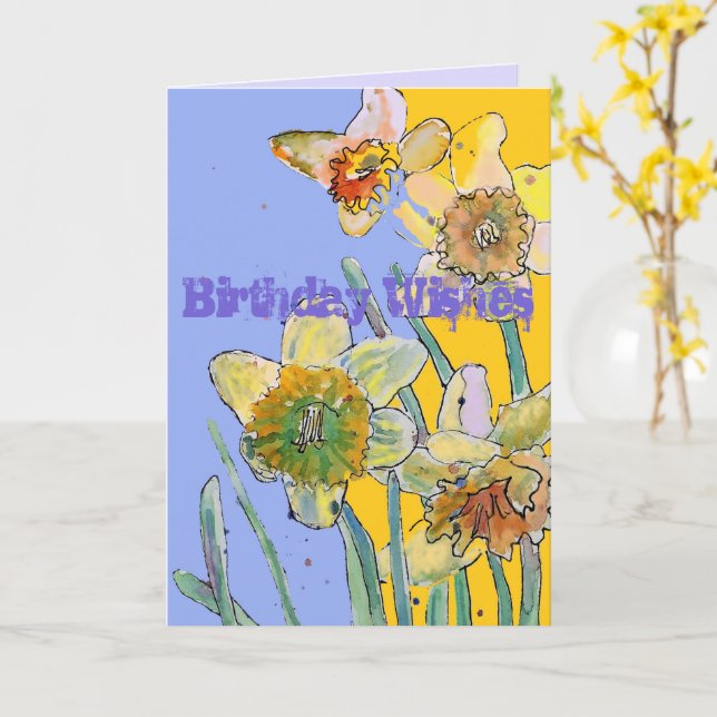 Cartão de Arte Amarelo Primavera com Flor Daffodil (Flor Amarela)
