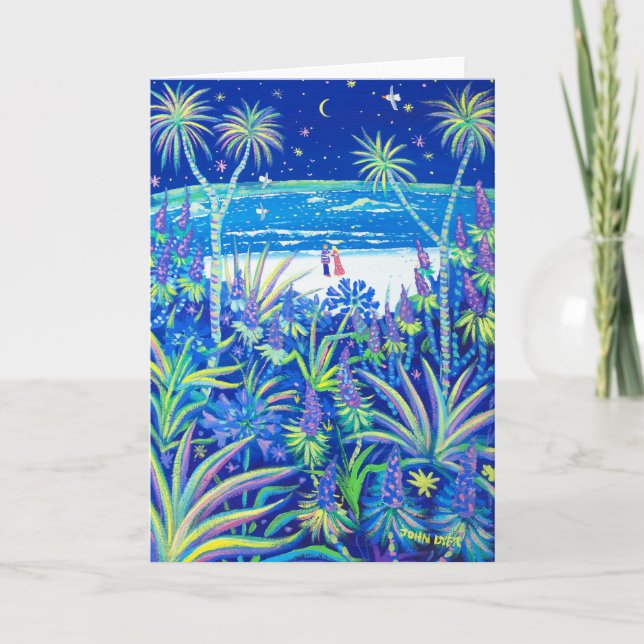 Cartão de Arte: Amor com Jardim de Algodão Praia (Frente)