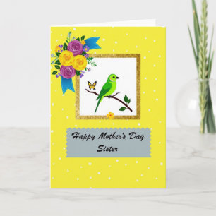 Cartão de Arte Aviária do Dia das Mães