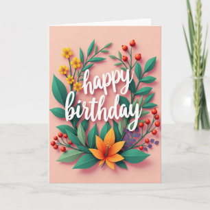 Cartão de Arte Botânica de Aniversário