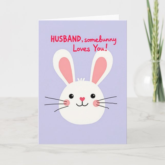 Cartão de Arte Bunny de Amor do Marido (Frente)