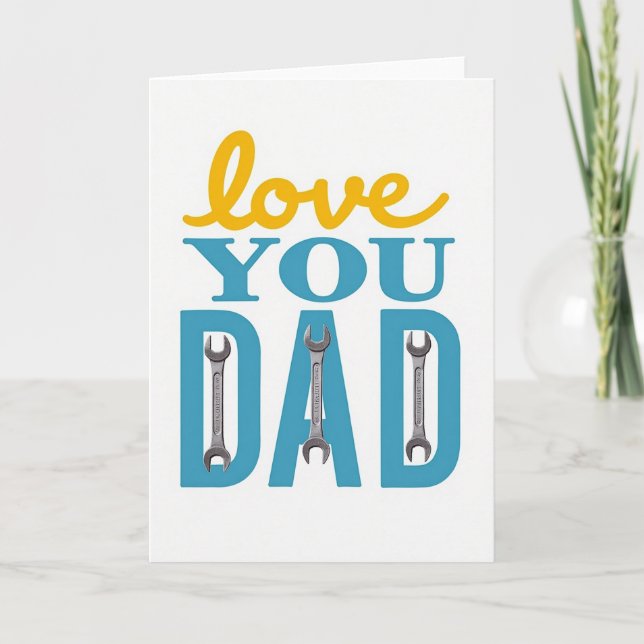 Cartão de Arte Chave Inglesa para o Papai (Frente)