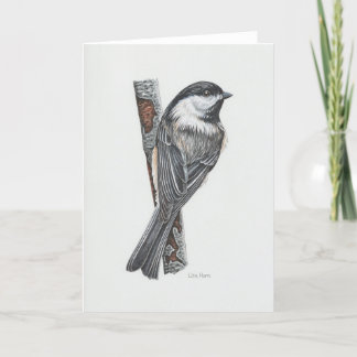 Cartão de Arte Chickadee de Casca Preta
