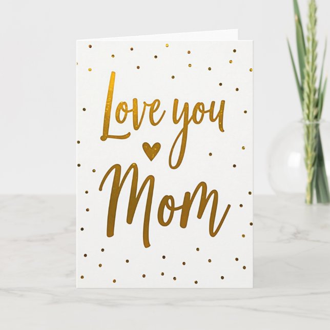 Cartão de Arte com Brilho 'Amo Você Mamãe' (Frente)