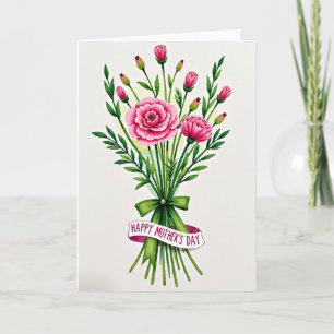 Cartão de Arte com Buquê de Flor de Cerejeira