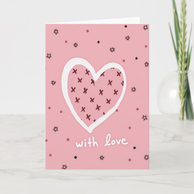Cartão de Arte com Coração e Esboço de Amor (Frente)