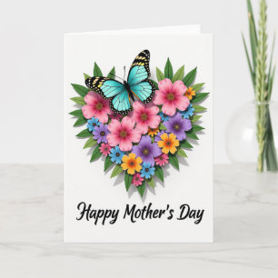 Cartão de Arte com Coração Floral