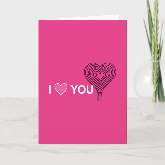Cartão de Arte com Coração Rosa Eu Te Amo (Frente)