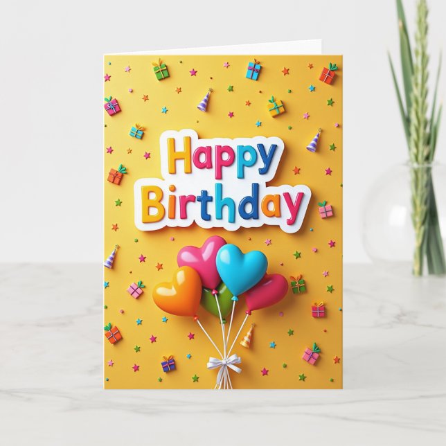 Cartão de Arte com Desejos de Aniversário Iluminad (Frente)