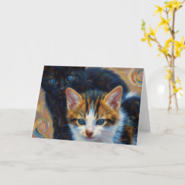 Cartão de Arte com Dois Gatinhos