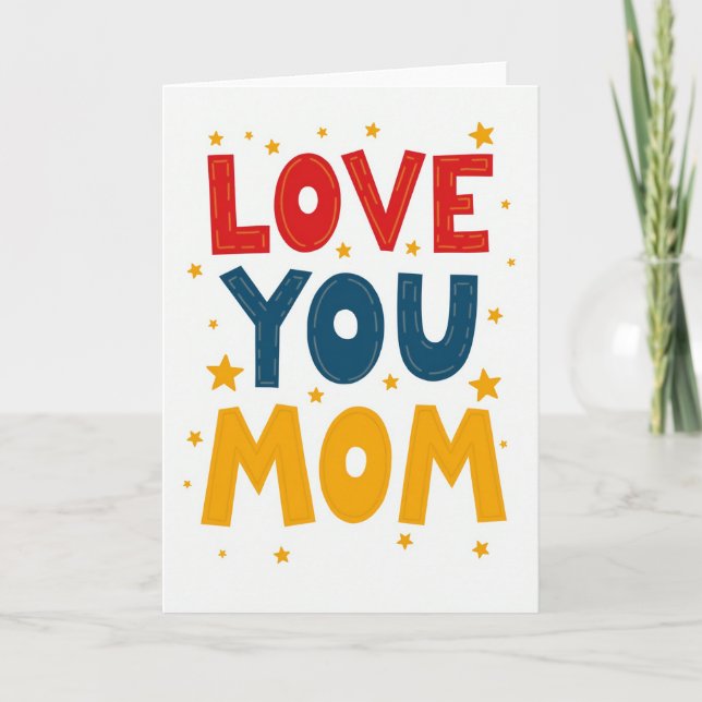 Cartão de Arte com Estrelas e Amor para a Mamãe (Frente)