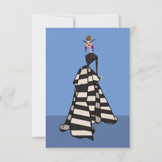 Cartão de Arte com Ilustração de Mulher com Listra (Frente)
