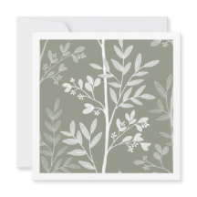 Cartão de Arte com Listra Floral Verde Oliva Delic