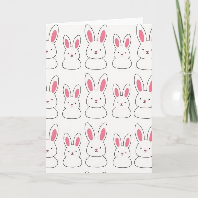 Cartão de Arte com Padrão de Coelhinho Fofo (Frente)