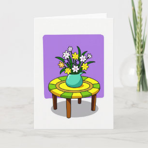 Cartão de Arte com Painel de Mesa e Buquê