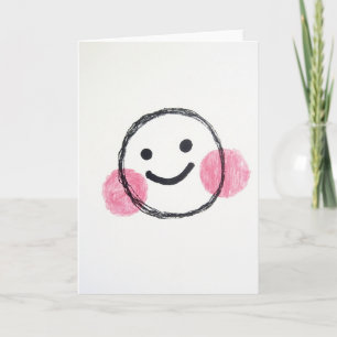 Cartão de Arte com Rosto Feliz Desenhado à Mão