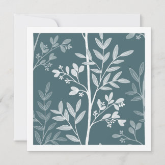 Cartão de Arte com Silhueta Floral de Névoa Profun