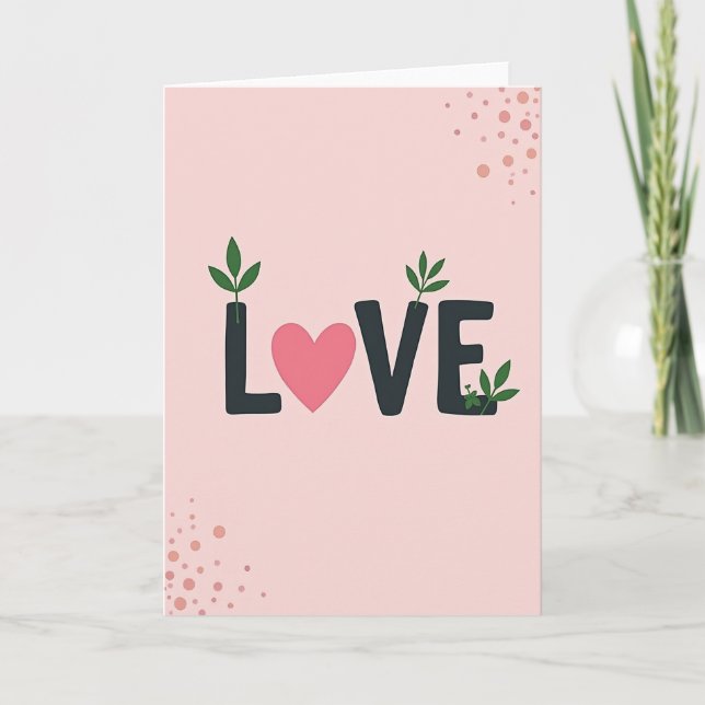 Cartão de Arte Coração Rosa Amor (Frente)
